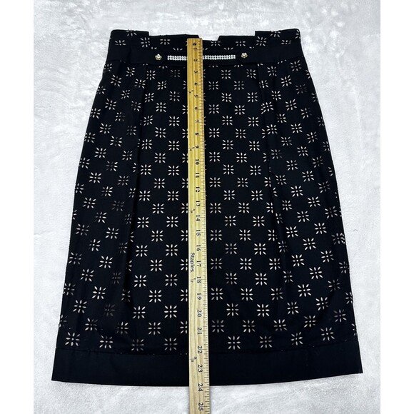 VDP Collection Black Floral Eyelet Cotton Rhinestones Pencil Midi Skirt Sz 6/42 - Picture 8 of 16